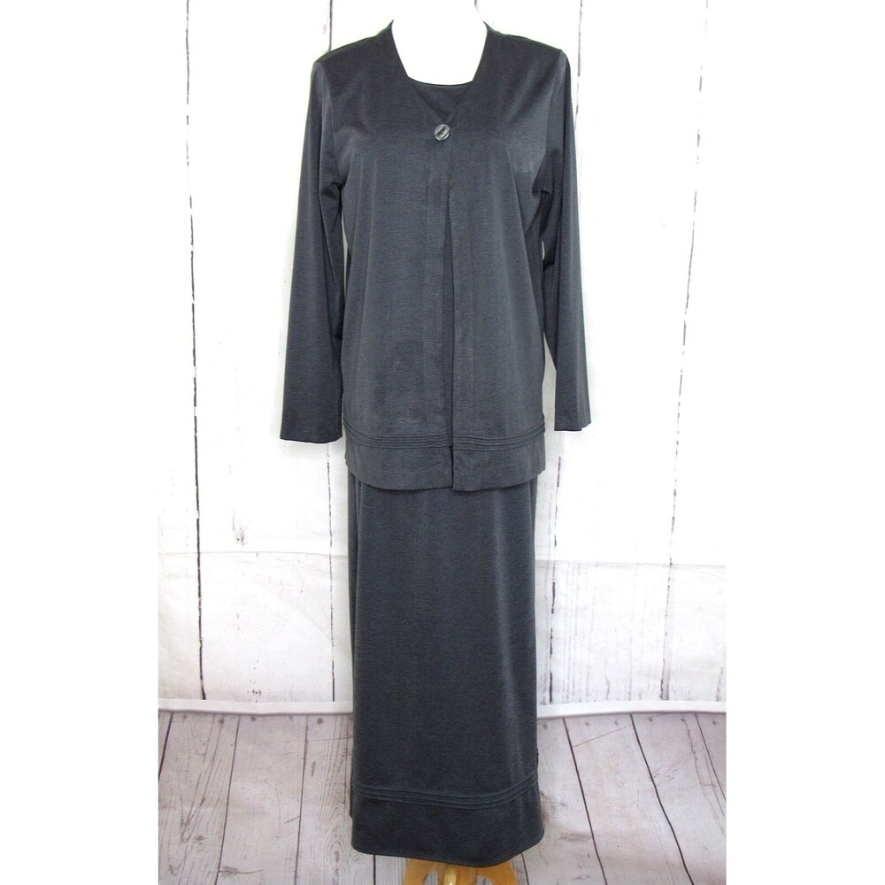 Vintage Moon Light Comfortable Wear 3 Piece Skirt Top Jacket Set Gray Size M
